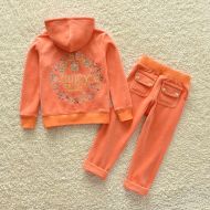 Juicy Couture Crystal Floral JC Velour Tracksuits 8312 2pcs Baby Suits Orange