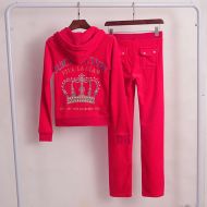 Juicy Couture Crown VIVA LA GLAM Velour Tracksuits 2210 2pcs Women Suits Red