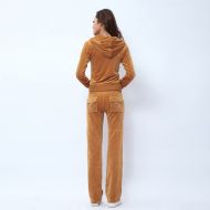 Juicy Couture Pure Color Velour Tracksuits 6047 2pcs Women Suits Brown