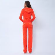 Juicy Couture Pure Color Velour Tracksuits 6047 2pcs Women Suits Orange
