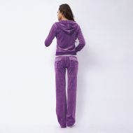 Juicy Couture Pure Color Velour Tracksuits 6047 2pcs Women Suits Purple