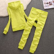 Juicy Couture Simple Pure Color Velour Tracksuits 611 2pcs Women Suits Lemon