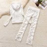 Juicy Couture Studded Juicy Logo Velour Tracksuits 666 2pcs Women Suits White