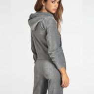 Juicy Couture Shimmery Corduroy Velour Tracksuits 667 2pcs Women Suits Grey