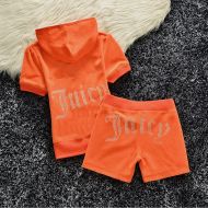 Juicy Couture Studded Juicy Logo Velour Tracksuits 670 2pcs Women Suits Orange