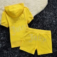Juicy Couture Studded Juicy Logo Velour Tracksuits 670 2pcs Women Suits Yellow